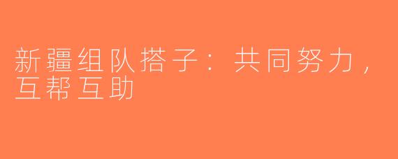 新疆组队搭子：共同努力，互帮互助