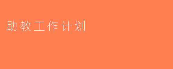 助教工作计划