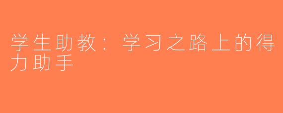 学生助教：学习之路上的得力助手