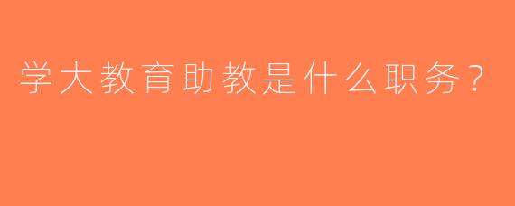 学大教育助教是什么职务？   