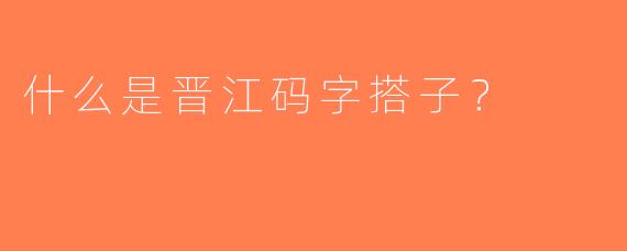 什么是晋江码字搭子？