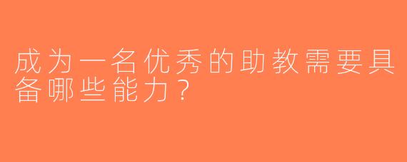 成为一名优秀的助教需要具备哪些能力？