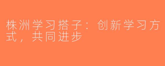株洲学习搭子:创新学习方式,共同进步