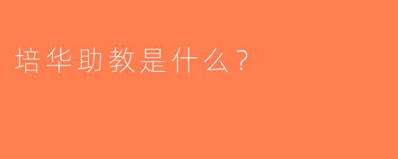 培华助教是什么？