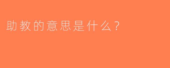 助教的意思是什么？