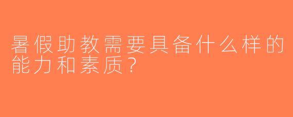 暑假助教需要具备什么样的能力和素质？