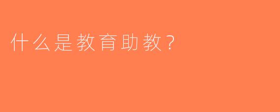 什么是教育助教？
