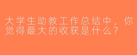 大学生助教工作总结中，你觉得最大的收获是什么？