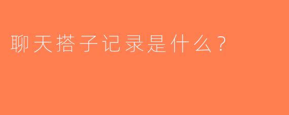 聊天搭子记录是什么？