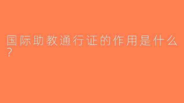国际助教通行证的作用是什么？