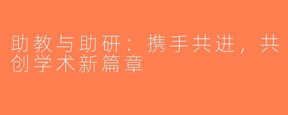 助教与助研：携手共进，共创学术新篇章