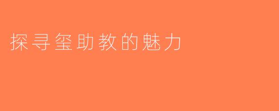 探寻玺助教的魅力