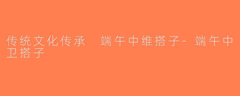 传统文化传承 端午中维搭子-端午中卫搭子