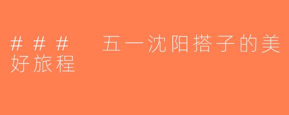 ### 五一沈阳搭子的美好旅程