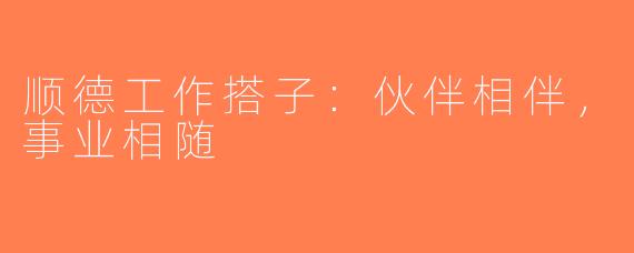 顺德工作搭子:伙伴相伴,事业相随