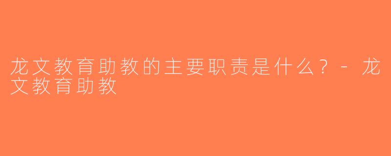 龙文教育助教的主要职责是什么？-龙文教育助教