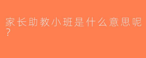家长助教小班是什么意思呢？