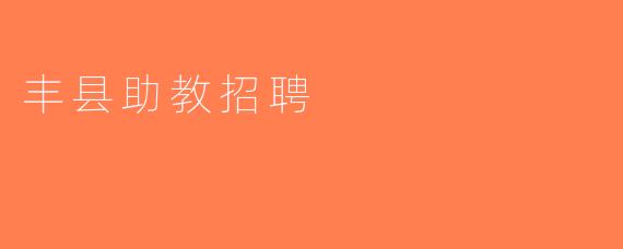 丰县助教招聘
