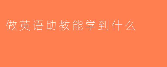 做英语助教能学到什么