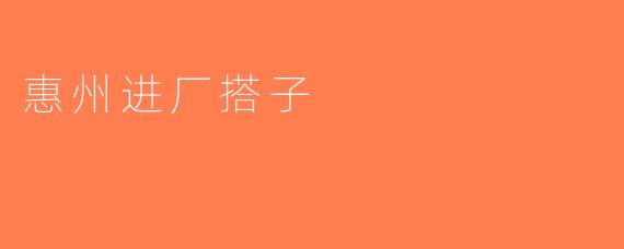 惠州进厂搭子