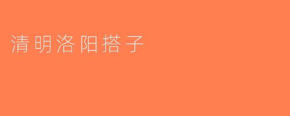 清明洛阳搭子