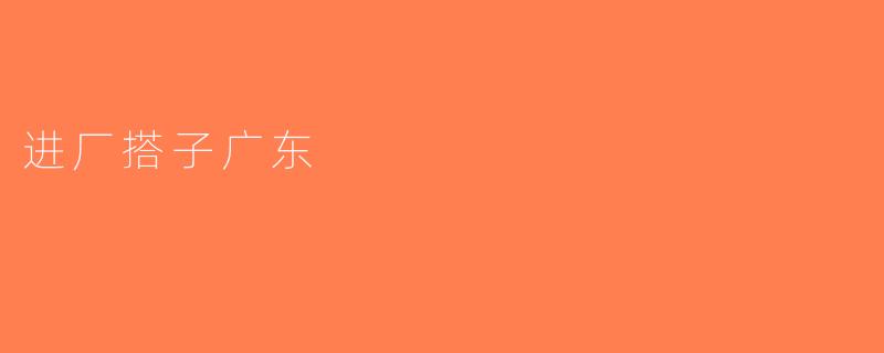 进厂搭子广东