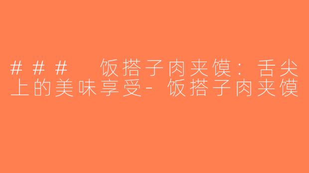 ### 饭搭子肉夹馍：舌尖上的美味享受-饭搭子肉夹馍