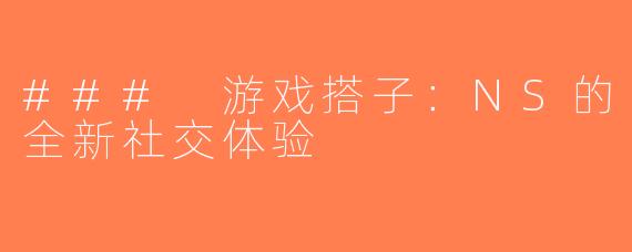 ### 游戏搭子：NS的全新社交体验