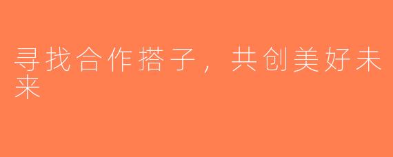 寻找合作搭子，共创美好未来