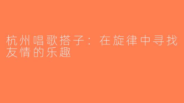 杭州唱歌搭子：在旋律中寻找友情的乐趣
