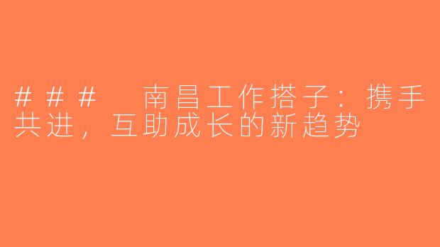### 南昌工作搭子：携手共进，互助成长的新趋势