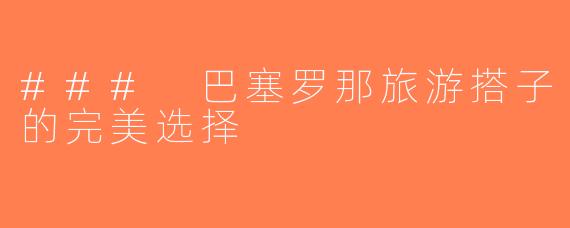 ### 巴塞罗那旅游搭子的完美选择
