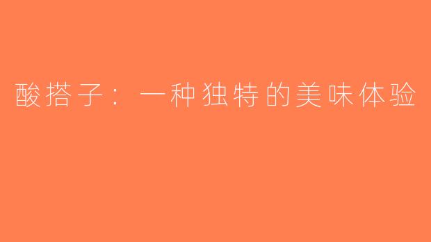 酸搭子：一种独特的美味体验