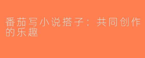 番茄写小说搭子：共同创作的乐趣