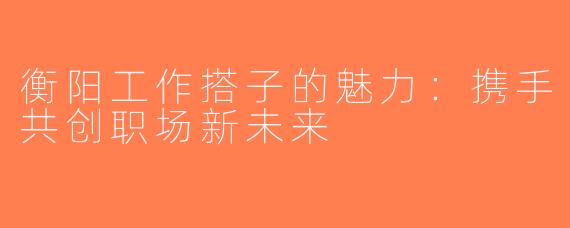 衡阳工作搭子的魅力：携手共创职场新未来