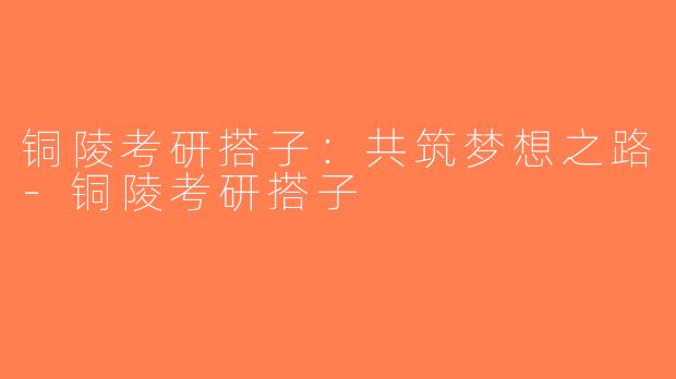 铜陵考研搭子：共筑梦想之路-铜陵考研搭子