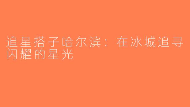 追星搭子哈尔滨：在冰城追寻闪耀的星光