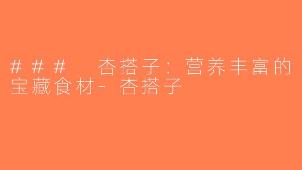 ### 杏搭子：营养丰富的宝藏食材-杏搭子