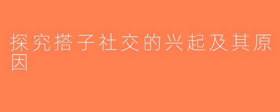 探究搭子社交的兴起及其原因