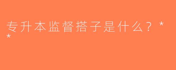 专升本监督搭子是什么？**