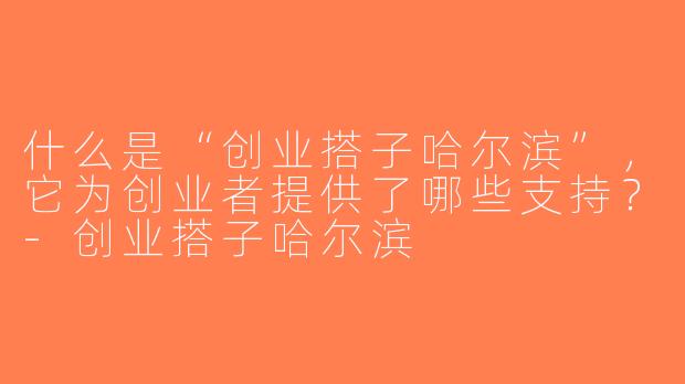 什么是“创业搭子哈尔滨”，它为创业者提供了哪些支持？-创业搭子哈尔滨