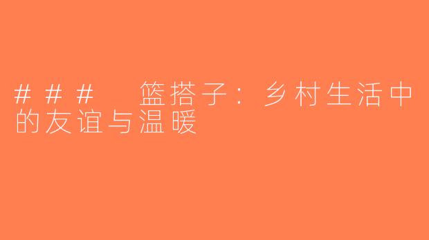 ### 篮搭子：乡村生活中的友谊与温暖