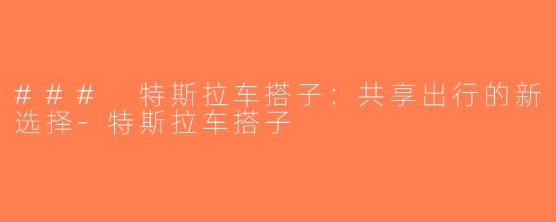 ### 特斯拉车搭子：共享出行的新选择-特斯拉车搭子