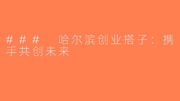 ### 哈尔滨创业搭子：携手共创未来