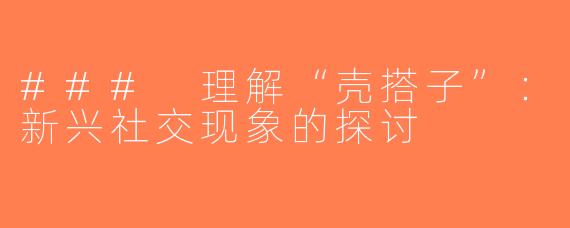 ### 理解“壳搭子”：新兴社交现象的探讨