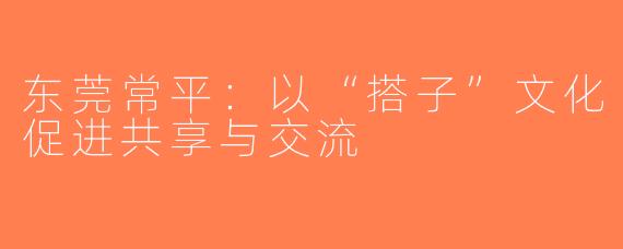东莞常平：以“搭子”文化促进共享与交流