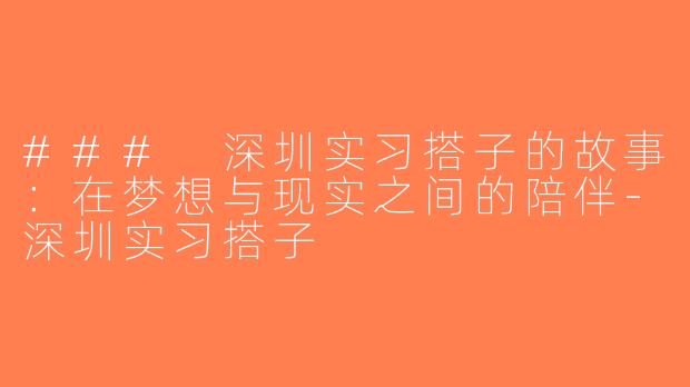 ### 深圳实习搭子的故事：在梦想与现实之间的陪伴-深圳实习搭子