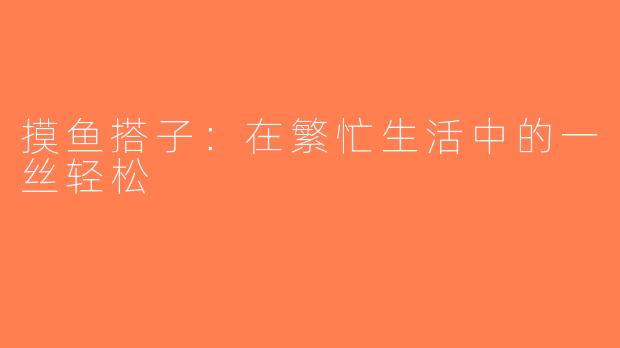 摸鱼搭子：在繁忙生活中的一丝轻松