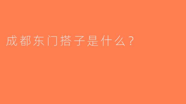 成都东门搭子是什么？