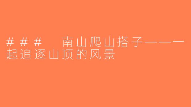 ### 南山爬山搭子——一起追逐山顶的风景